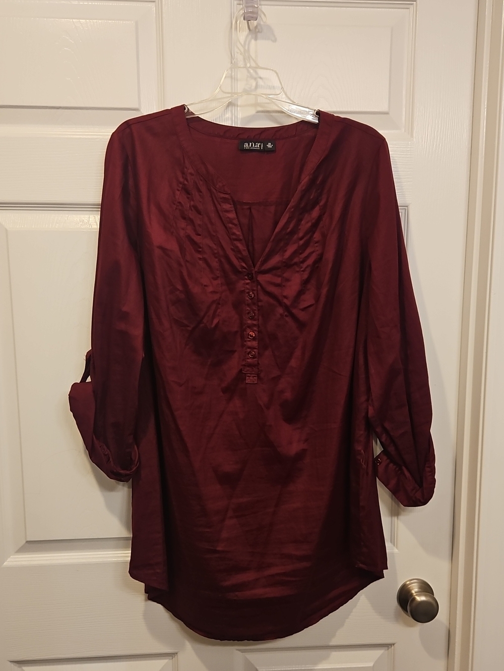 a.n.a Burgundy Button-Front Tunic Top